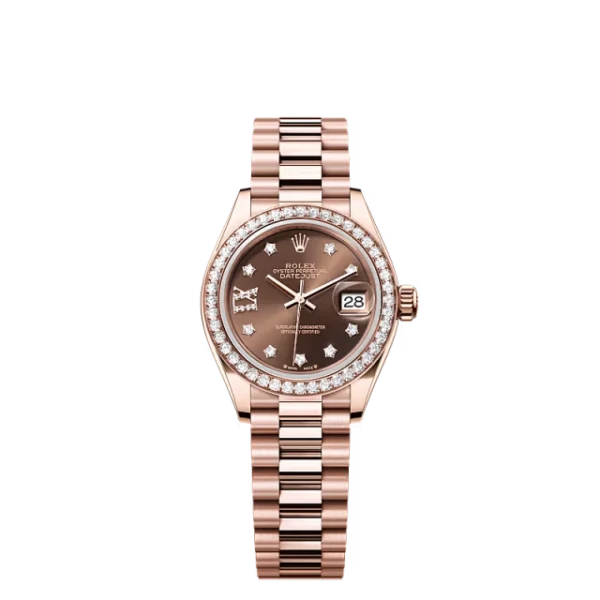 Rolex Lady-Datejust Oyster 28mm Everose Gold and Diamonds 279135RBR Watch Specs and Price