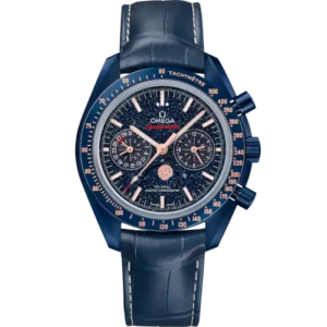 Omega Speedmaster Moonphase 44.25 mm, Blue Ceramic on Leather Strap Watch Price and Specs